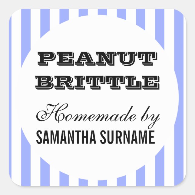 Pegatina Cuadrada Frasco de caramelo casero (Anverso)