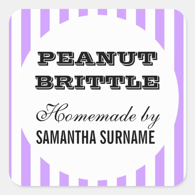 Pegatina Cuadrada Frasco de caramelo casero morado (Anverso)