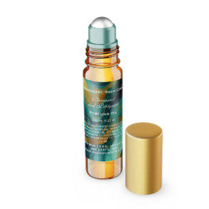 Pegatina Cuadrada Frasco de Perfume Rodante de Teal y Falso Oro