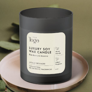 Pegatina Cuadrada Frasco de vela beige neutral minimalista para frag