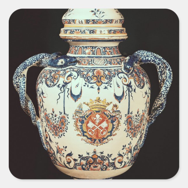 Pegatina Cuadrada Frasco farmacéutico (Anverso)