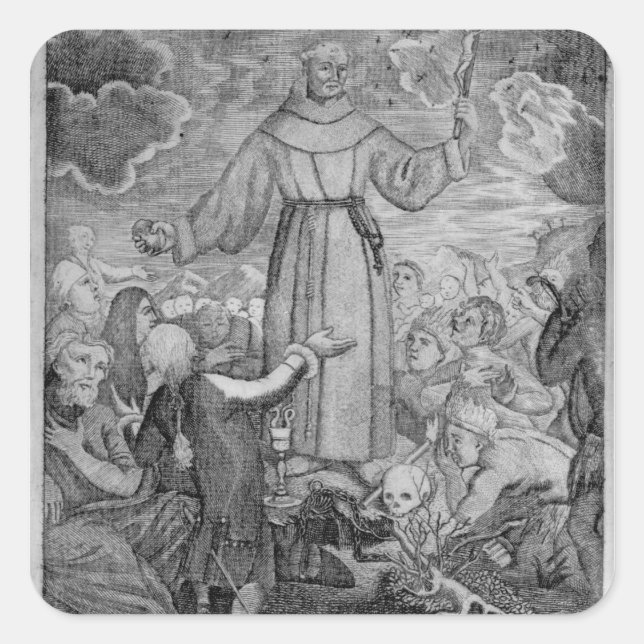 Pegatina Cuadrada Fray Junipero Serra (Anverso)