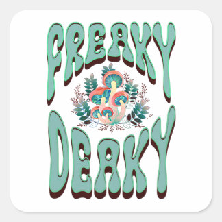 PEGATINA CUADRADA FREAKY DEAKY RETRO TYPE WITH MUSHROOMS GRAPHIC
