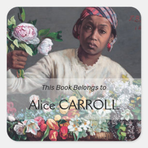 Pegatina Cuadrada Frederic Bazille - Joven mujer con peonías