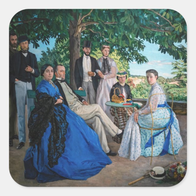 Pegatina Cuadrada Frederic Bazille - La Reunión Familiar (Anverso)