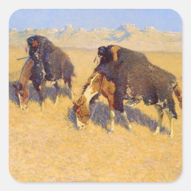 Pegatina Cuadrada Frederic Remington Art (Anverso)