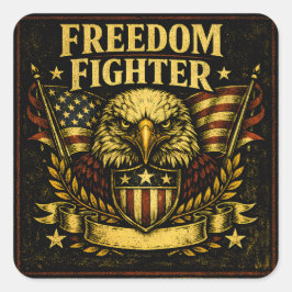 Pegatina Cuadrada Freedom Fighter – American Defender Pride