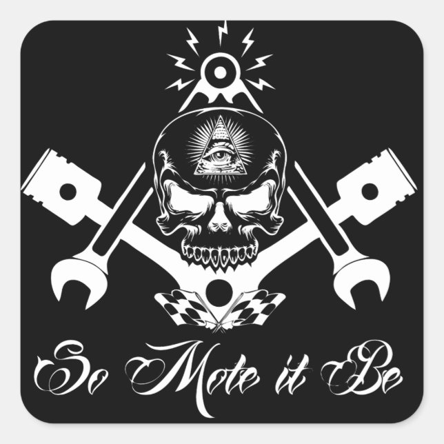 Pegatina Cuadrada Freemason-Widows-Sons-Masonic-Hotrod-Logo-20160407 (Anverso)