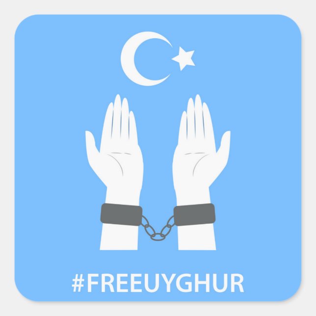 PEGATINA CUADRADA #FREEUYGHUR (Anverso)
