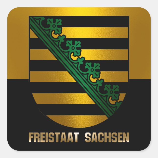 Pegatina Cuadrada Freistaat Sachsen (Anverso)