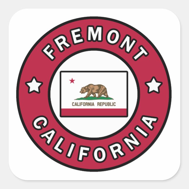 Pegatina Cuadrada Fremont California (Anverso)