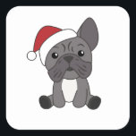 Pegatina Cuadrada French Bulldog Christmas Snow Winter Animals<br><div class="desc">The French bulldog to softness with fair lights. Funny animals with gifts and snow to the holidays. Also funny for Christmas in July. Dogs are sweet animals and perfect for Christmas.</div>