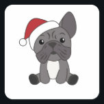 Pegatina Cuadrada French Bulldog Christmas Snow Winter Animals<br><div class="desc">The French bulldog to softness with fair lights. Funny animals with gifts and snow to the holidays. Also funny for Christmas in July. Dogs are sweet animals and perfect for Christmas.</div>