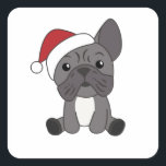 Pegatina Cuadrada French Bulldog Christmas Snow Winter Animals<br><div class="desc">The French bulldog to softness with fair lights. Funny animals with gifts and snow to the holidays. Also funny for Christmas in July. Dogs are sweet animals and perfect for Christmas.</div>