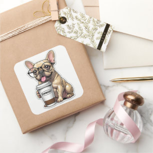 Pegatina Cuadrada French Bulldog Pupresso Vibes
