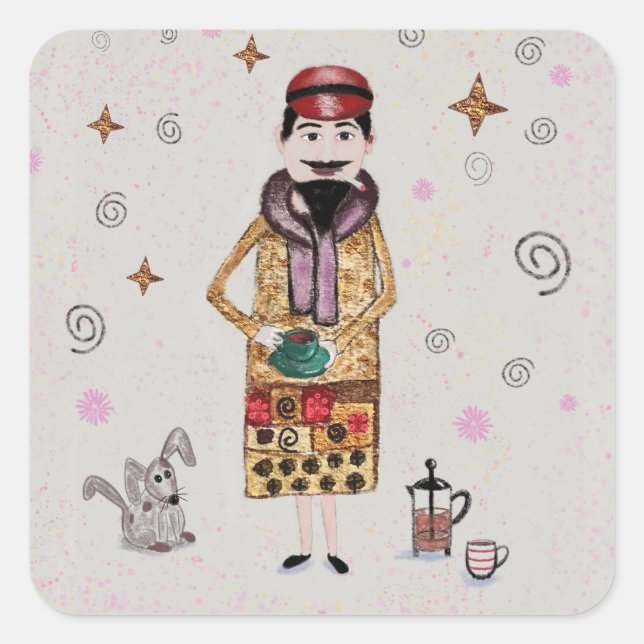 Pegatina Cuadrada French Guy  (Anverso)