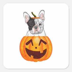 Pegatina Cuadrada Frenchie Halloween