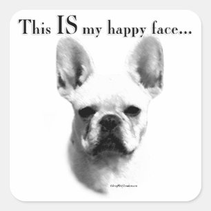 Pegatina Cuadrada Frenchie Happy Face