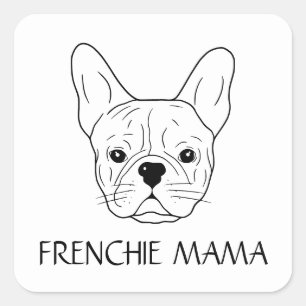 Pegatina Cuadrada Frenchie Mama Bulldog francés Amante de la diversi