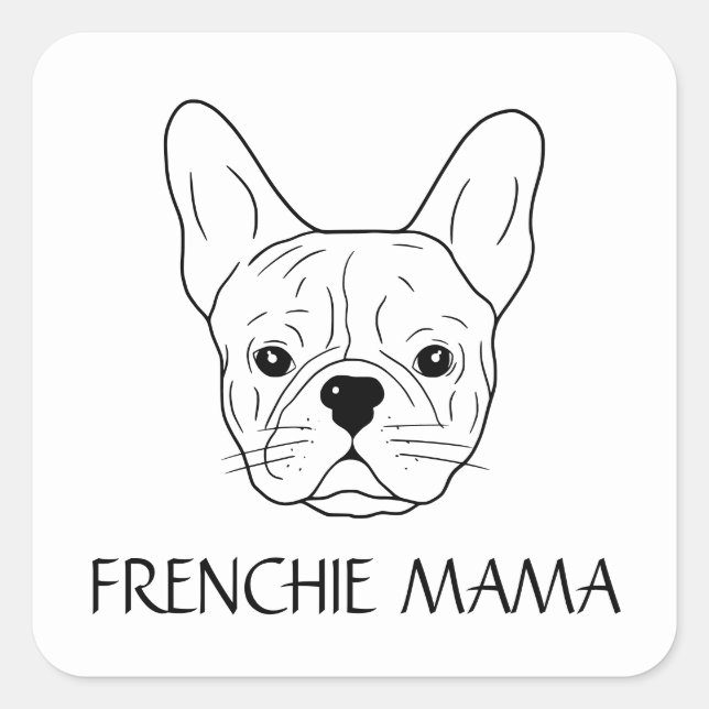 Pegatina Cuadrada Frenchie Mama Bulldog francés Amante de la diversi (Anverso)