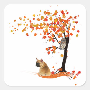 Pegatina Cuadrada Frenchie My Spirit Animals Owl Frenchie Amantes