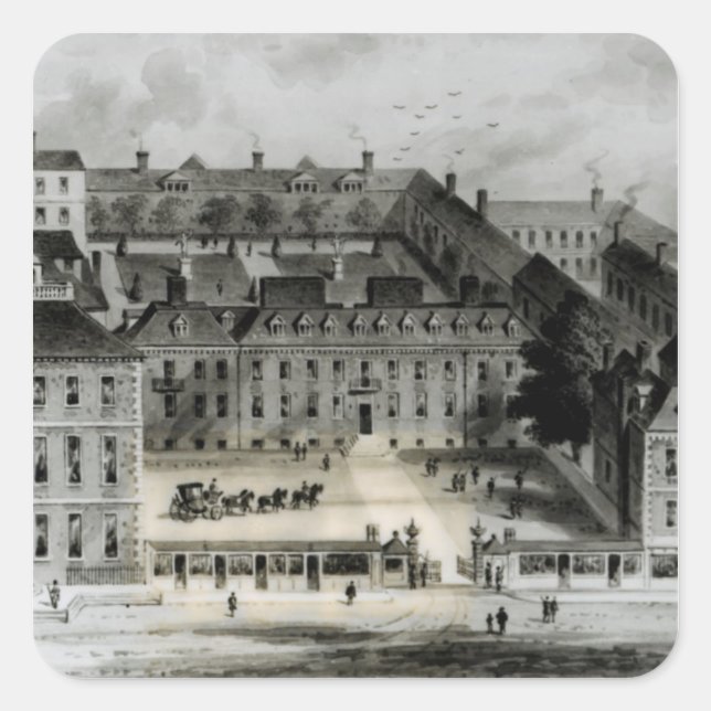 Pegatina Cuadrada Frente Sur de Leicester House, c.1720 (Anverso)