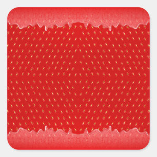 Pegatina Cuadrada Fresa Textura Fondo Liquido Fruta Jam