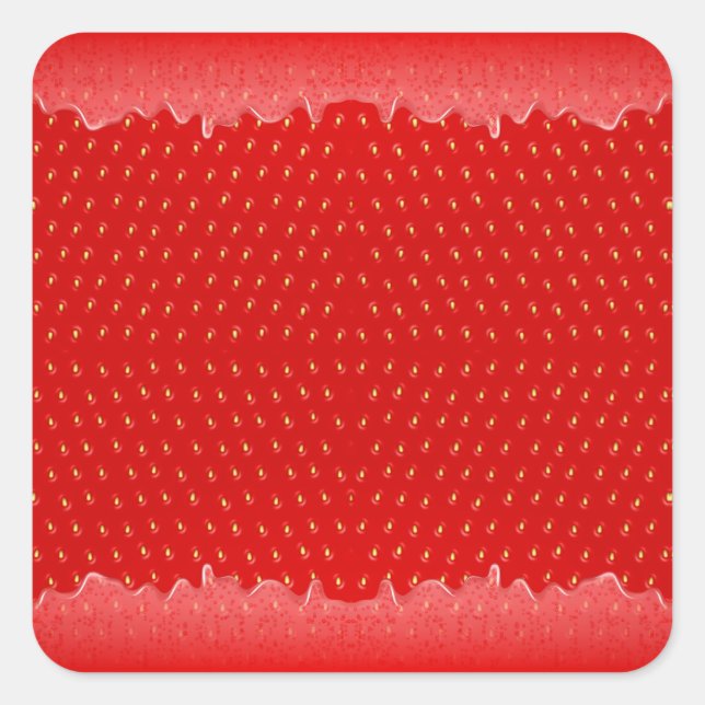 Pegatina Cuadrada Fresa Textura Fondo Liquido Fruta Jam (Anverso)