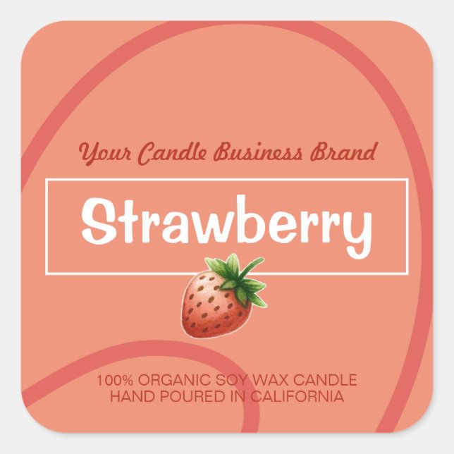 Pegatina Cuadrada Fresas estilo Cute Estilo Velas de soja modernas (Anverso)