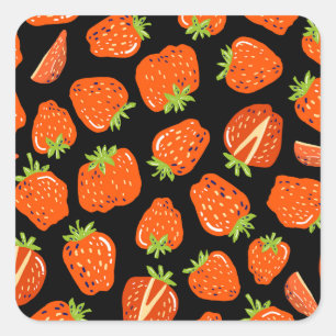Pegatina Cuadrada Fresas negras: Textura vintage sin foco