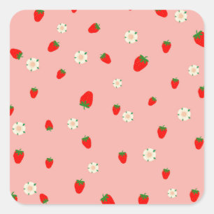 Pegatina Cuadrada Fresas y Flores