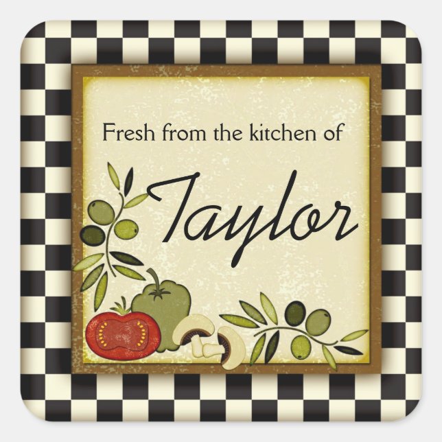 Pegatina Cuadrada Fresco de la cocina de pegatinas personalizados (Anverso)