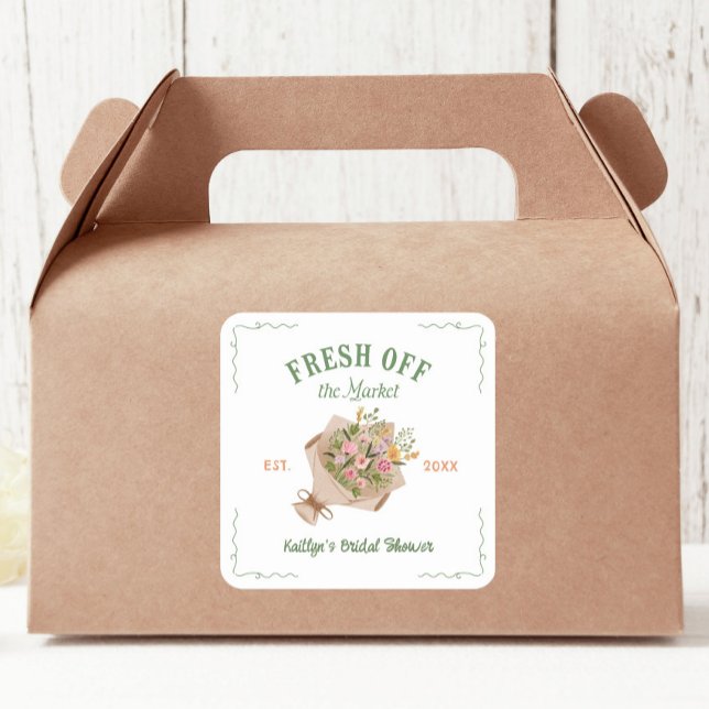 Pegatina Cuadrada Fresco del mercado de agricultores Despedida de so (Subido por el creador)