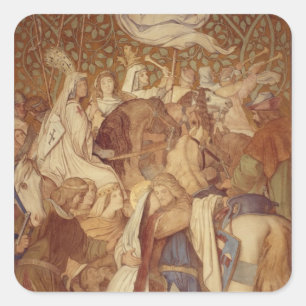 Pegatina Cuadrada Fresco, Elisabeth-Galerie, castillo de Wartburg