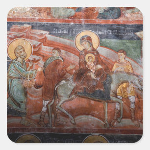 Pegatina Cuadrada Frescos de la iglesia serbia del siglo XIV,