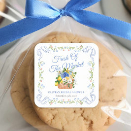 Pegatina Cuadrada Frescos del mercado Granja Regalo de Despedida de