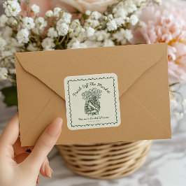 Pegatina Cuadrada Fresh Off The Market Hand Drawn Bridal Shower