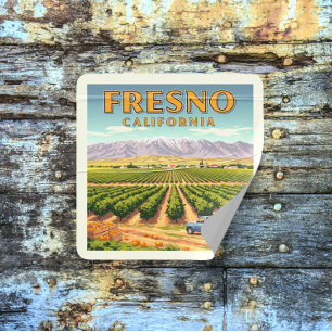 Pegatina Cuadrada Fresno California Vintage