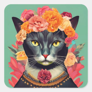Pegatina Cuadrada Frida el gato