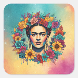 Pegatina Cuadrada Frida Kahlo