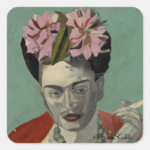 Pegatina Cuadrada Frida Kahlo de García Villegas
