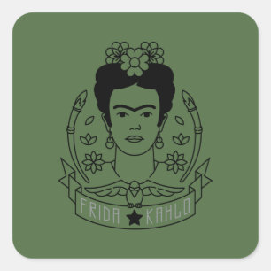 Pegatina Cuadrada Frida Kahlo   Heroína