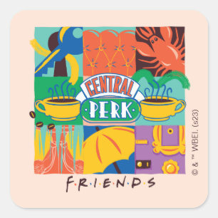 Pegatina Cuadrada FRIENDS™   Central Perk Gráfico Vibrante