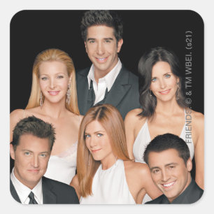 Pegatina Cuadrada FRIENDS™   Elenco con traje formal primer plano