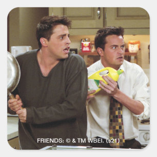 Pegatina Cuadrada FRIENDS™   Joey y Chandler asustados