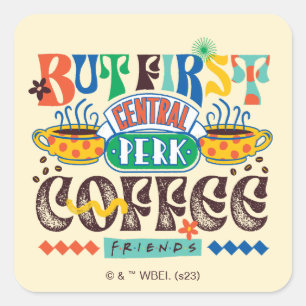 Pegatina Cuadrada FRIENDS™   Primero Café Gráfico Vibrante