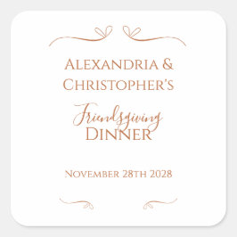 Pegatina Cuadrada Friendsgiving Dinner Party Chic Minimal 