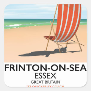 Pegatina Cuadrada Frinton-on-Sea, Essex, cartel de costa marítima.