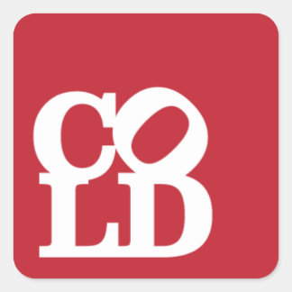 Pegatina Cuadrada Frío - Blanco sobre rojo