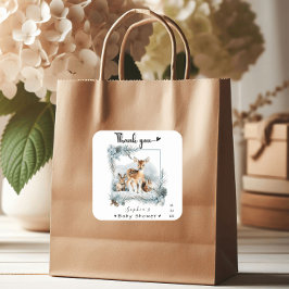 Pegatina Cuadrada Frío fuera de invierno Animales de Woodland Gracia